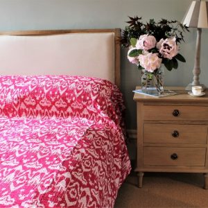 Vivid Pink Hand-stitched Bed Cover